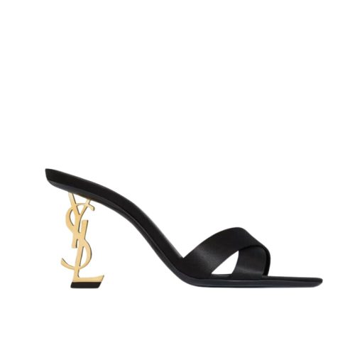SAINT LAURENT OPYUM MULES IN SATIN CREPE BLACK 8189319QAB11000